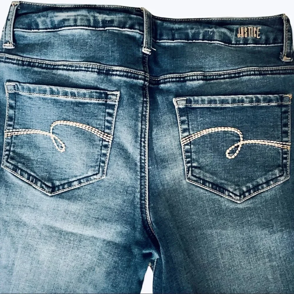 Justice Distressed Mid-Rise Girlfriend Super Skinny Jeans Size 14